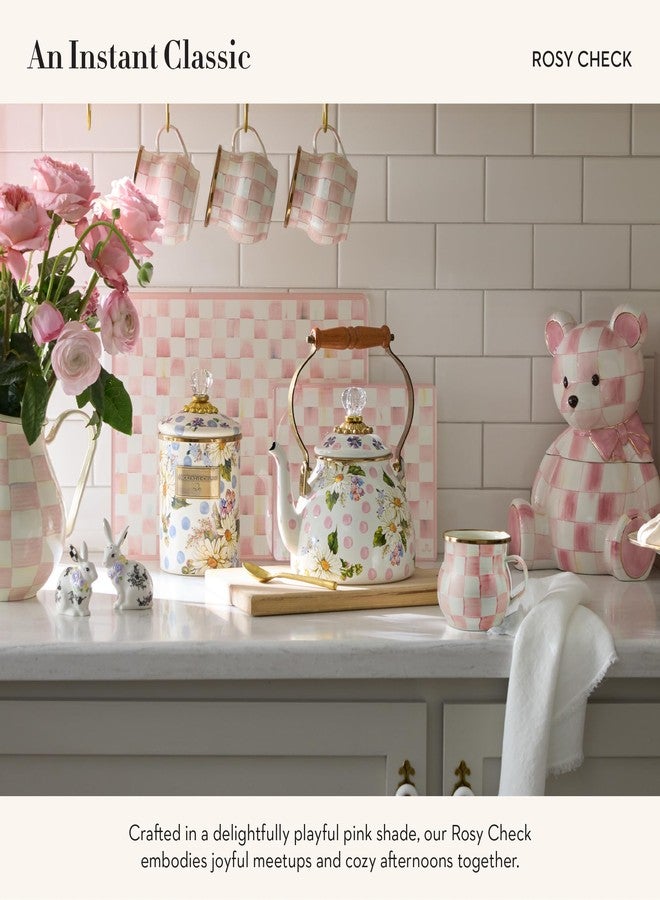 mackenzie childs MACKENZIE-CHILDS Ceramic Bear Bank, Pink-and-White Rosy Check - Image 3