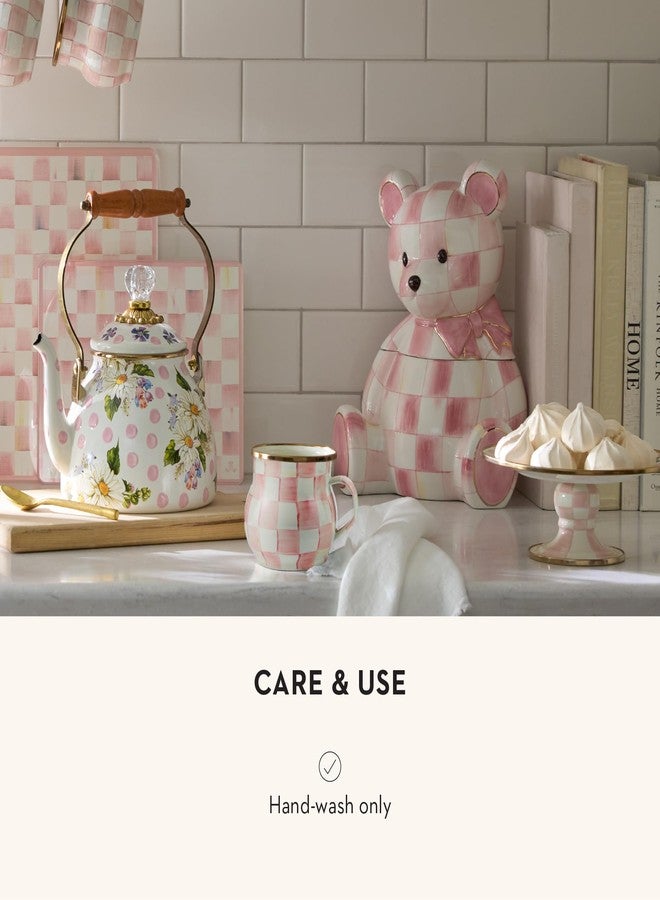 mackenzie childs MACKENZIE-CHILDS Ceramic Bear Bank, Pink-and-White Rosy Check - Image 5