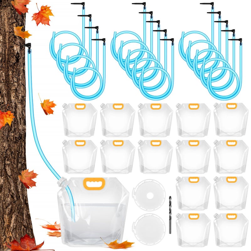 UJG 15 Sets Maple Syrup Tapping Kit Include Maple Syrup Taps 5L MapleSyrup BagsPerforated  Nonperforated Two Types of Lids 33Ft Tubing Drill Bit Maple Tree Tapping Kit for Experts or Beginners - Image 3