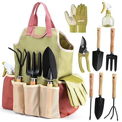 Play22 Gardening Tools Set of 10 - Complete Heavy Duty Garden Tools Set with Fashion Handbag - Durable Gardening Supplies Kit Ideal Garden Gifts for Women - Image 1