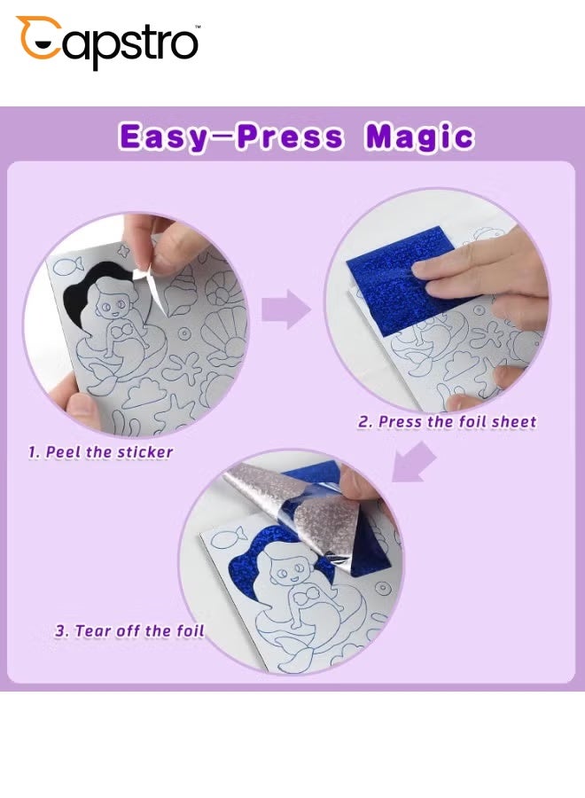 Capstro Foil ART 3D Sticker Craft Kit – Princess Theme | 6 Royal Picture Canvases with 100+ Foam Stickers & 60+ Colorful Foil Sheets | DIY Glitter Foil Paper Craft Set for Kids Age 4+ | Creative Art Gift for Girls - Image 5