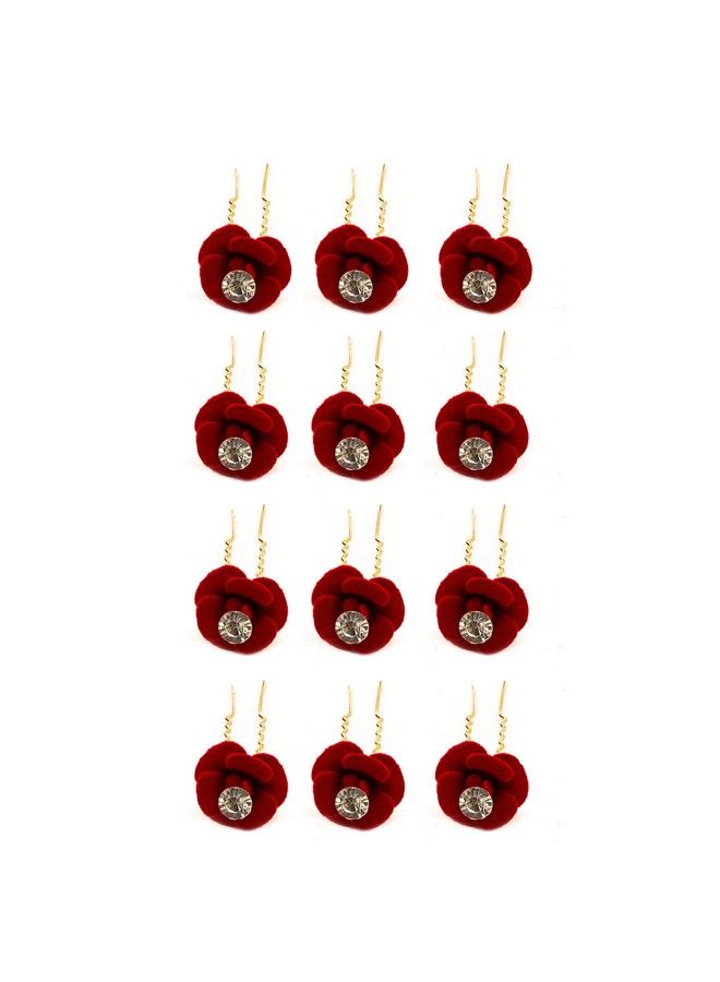 Rapidsflow Hair Bun Pin Fancy Juda Pins With Crystal Rhinestone For Women And Girls Set Of 12 Pins - Image 2