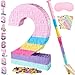 PCFING 20 Inch Number 2 Piata Candy Color with 30 Inch Piata Stick Blindfold Confetti for Boys Girls Adults Birthday Party Decorations Anniversary Celebration Fiesta - Image 2