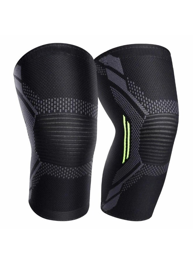 Sandberg Knee Cap for Men & Women | Bamboo Knee Compression Support Sleeve | Soft Padded Stretch Fabric Knees Support for Walking, Training, Sports & General Activities | Black | 1 Pair | Size L - Image 1