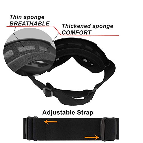 LJDJ Motorcycle Goggles with Removable Face Mask - Dirt Bike ATV Motocross Eyewear Anti-UV Adjustable Riding Offroad Cycling Motorbike Protective Glasses Racing Detachable Fog-proof Warm Goggles - Image 5
