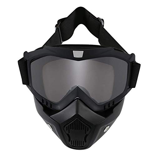 LJDJ Motorcycle Goggles with Removable Face Mask - Dirt Bike ATV Motocross Eyewear Anti-UV Adjustable Riding Offroad Cycling Motorbike Protective Glasses Racing Detachable Fog-proof Warm Goggles - Image 1