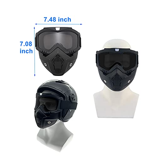 LJDJ Motorcycle Goggles with Removable Face Mask - Dirt Bike ATV Motocross Eyewear Anti-UV Adjustable Riding Offroad Cycling Motorbike Protective Glasses Racing Detachable Fog-proof Warm Goggles - Image 2