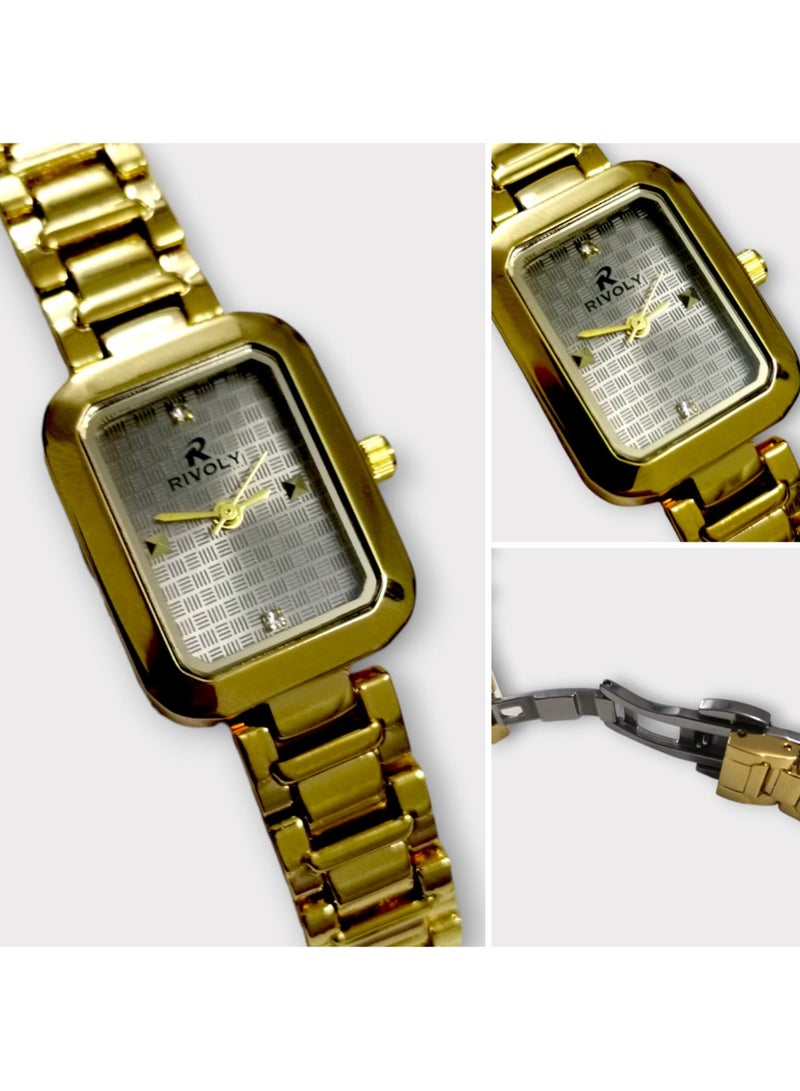 Rivoly Elegant women's stainless-steel set consisting of a waterproof watch with a set of bracelets, rings, necklaces, and earrings - Image 3