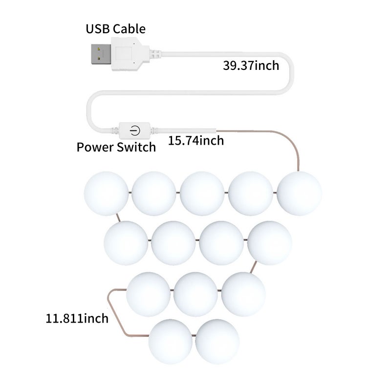 6 PCS LED Makeup Mirror Lights 3 Color Modes Vanity Mirror Lights Bathroom Mirror Light with USB Cable LED Strip Lights - Image 4