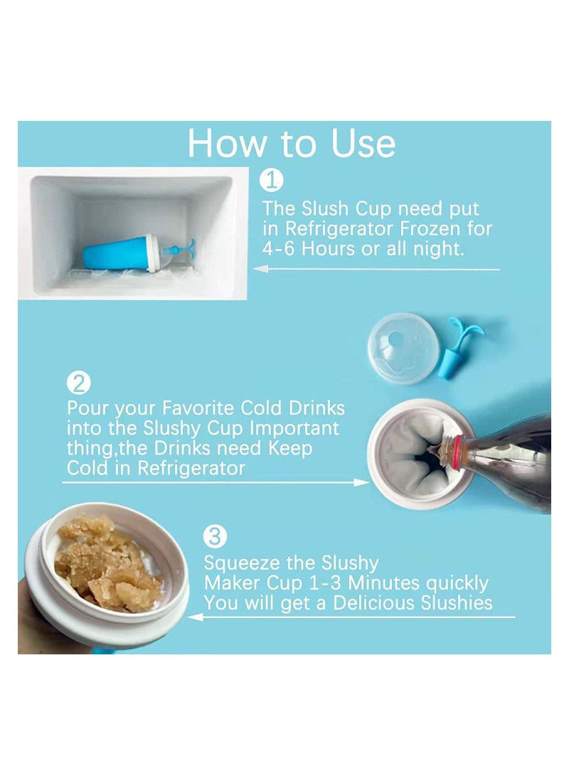 SYOSI Slushy Maker Ice Cup Travel Portable Double Layer Silica Cup Pinch Cup Hot Summer Cooler Smoothie Silicon Cup Pinch into Ice Children's Adult Slushy Ice Cup Pink 300ml - Image 4