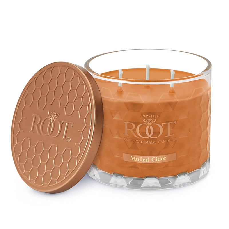 Root Candles Fall Scented Candles Honeycomb Glass Premium 3Wick Handcrafted Beeswax Blend Candle 12Ounce Mulled Cider