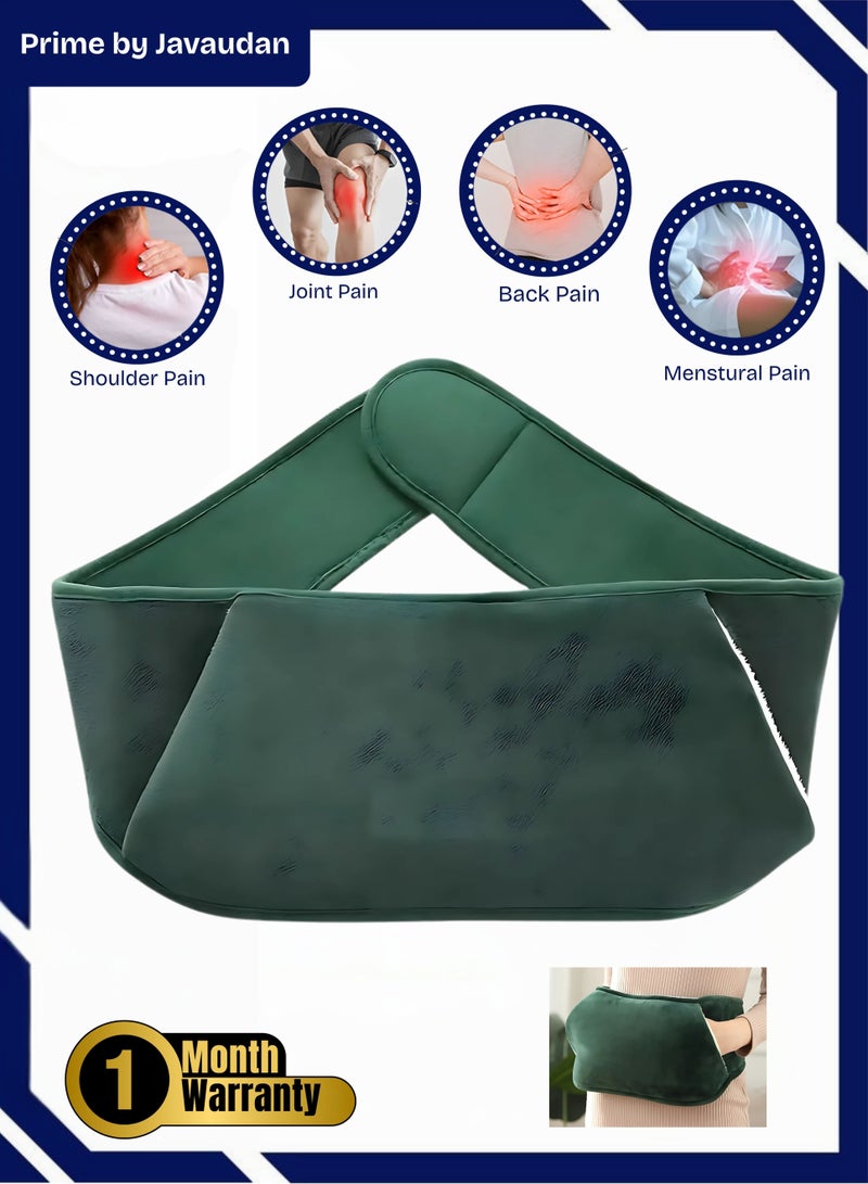 برايم بي جافاودان حزام كيس الماء الساخن الكهربائي لتخفيف آلام الجسم، وسادة تدفئة قابلة لإعادة الشحن مع غطاء من الصوف لتخفيف آلام الجسم، وتدفئة اليدين، وتخفيف آلام التهاب المفاصل، وتشنجات الدورة الشهرية، والعلاج الساخن والبارد - Image 1