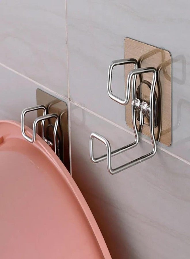 AROSHNAY 1 PCS Washbasin Hook for Wall Without Drill Stainless Steel Wall Hooks Organizer Self Adhesive Holders for Towels, Bath Robes, Kitchen & Bathroom Storage, Rustproof - Image 5