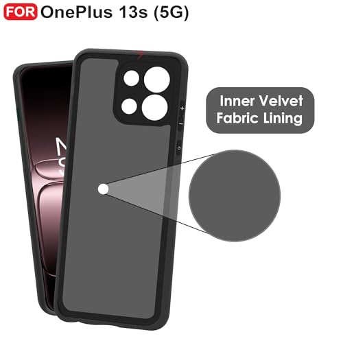 CEDO Back Cover for OnePlus 13s (5G) | Camera Bump Protection & Inner Velvet Fabric Lining | Ultra Slim Matte Soft Rubberised Case Cover (Black) - Image 4