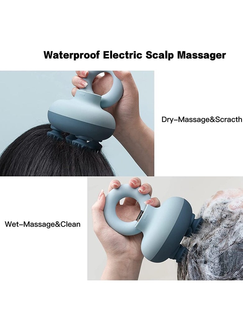 ROTAI Premium Electric Head & Scalp Kneading Massager – Waterproof Soft Silicone, 4 Massage Heads, 84 Tentacles for Deep Relaxation & Brain Fatigue Relief | Multi-Purpose for Scalp & Full-Body Stress Relief (Blue)  - Image 3