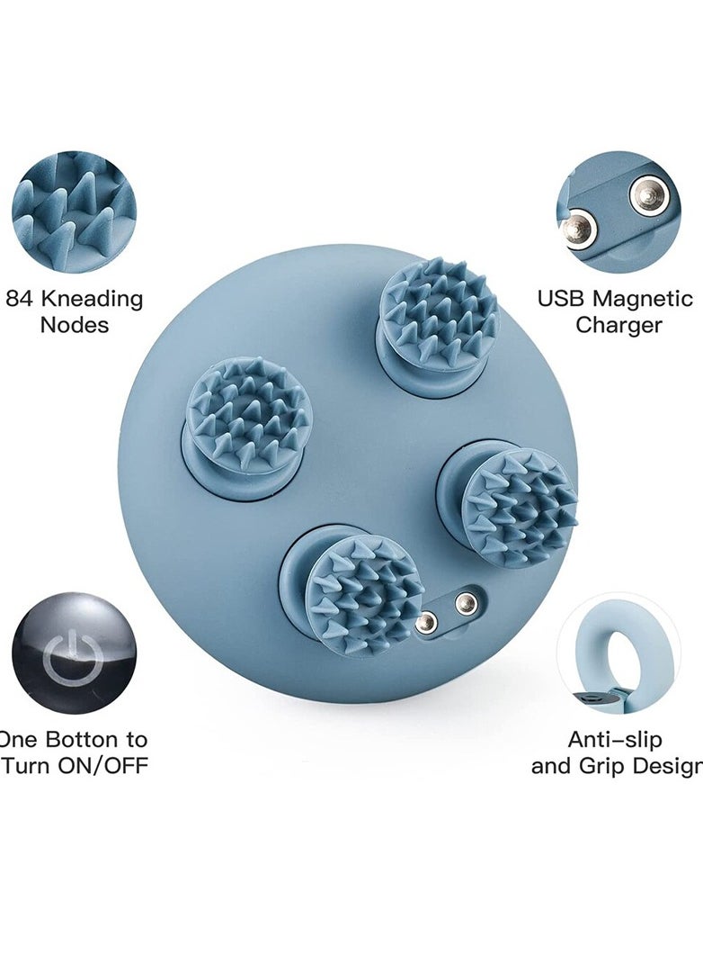 ROTAI Premium Electric Head & Scalp Kneading Massager – Waterproof Soft Silicone, 4 Massage Heads, 84 Tentacles for Deep Relaxation & Brain Fatigue Relief | Multi-Purpose for Scalp & Full-Body Stress Relief (Blue)  - Image 5