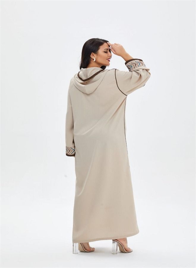 Loquat Loose Oversized Pullover Gown Abaya Beige - Image 3