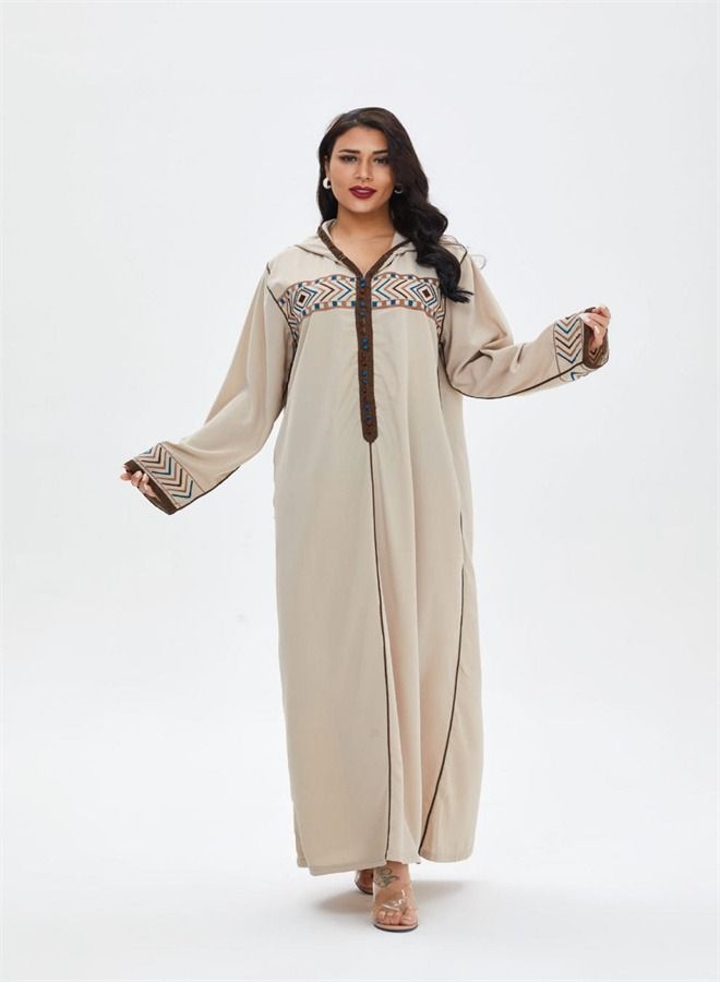 Loquat Loose Oversized Pullover Gown Abaya Beige - Image 2