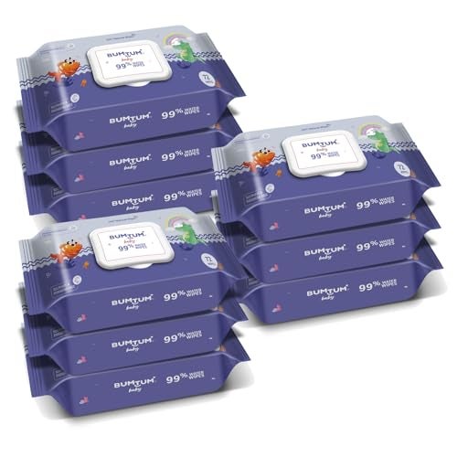 Bumtum Baby Gentle 99% Pure Water Soft Moisturizing Wet Wipes With Lid | Aloe Vera & Chamomile Extracts | Paraben & Sulphate Free (72 Pcs. Pack of 9) - Image 1