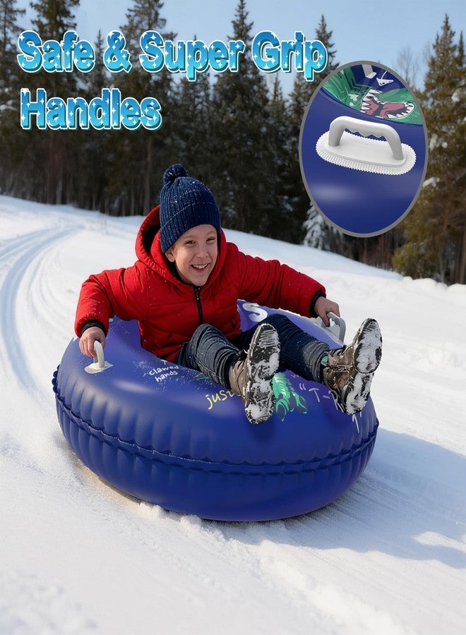 Frueydo Inflatable Snow Tube Sled with Premium Canvas Cover Heavy Duty for Kids Adults,Towable Snow Sled Thickened Bottom Winter Gift Outdoor Fun Toys for Boys Girls (Dino-36) - Image 4