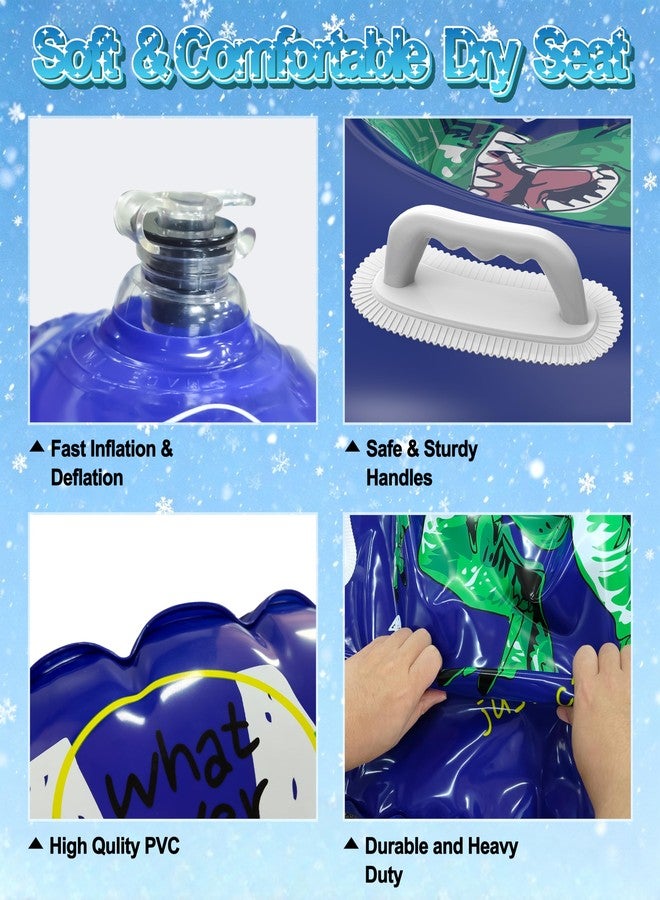 Frueydo Inflatable Snow Tube Sled with Premium Canvas Cover Heavy Duty for Kids Adults,Towable Snow Sled Thickened Bottom Winter Gift Outdoor Fun Toys for Boys Girls (Dino-36) - Image 2
