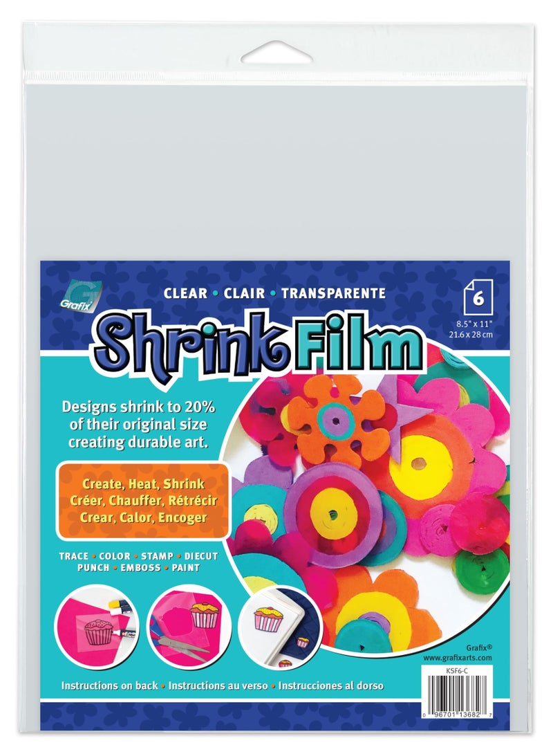 Grafix Plastic Shrink Film 85inch x 11inch 6PkgClear