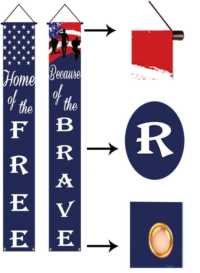 DodelyGz American Flag Patriotic Soldier Porch Sign Banners,Patriotic Decoration for Memorial Day-4th of July Decor Hanging,Independence Day Veterans Day Labor Day Hanging Banner for Yard Indoor Outdoor - Image 4