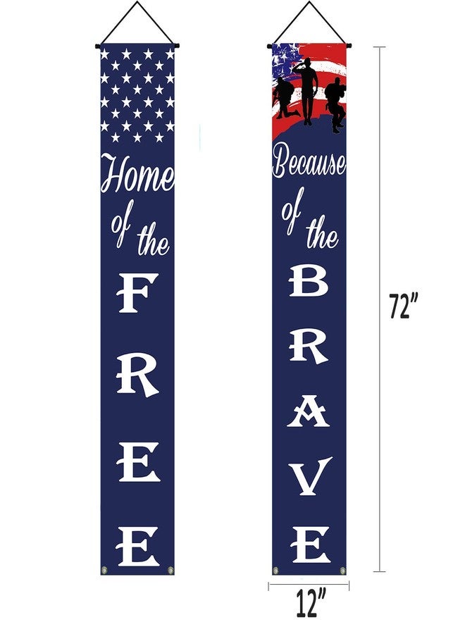 DodelyGz American Flag Patriotic Soldier Porch Sign Banners,Patriotic Decoration for Memorial Day-4th of July Decor Hanging,Independence Day Veterans Day Labor Day Hanging Banner for Yard Indoor Outdoor - Image 3