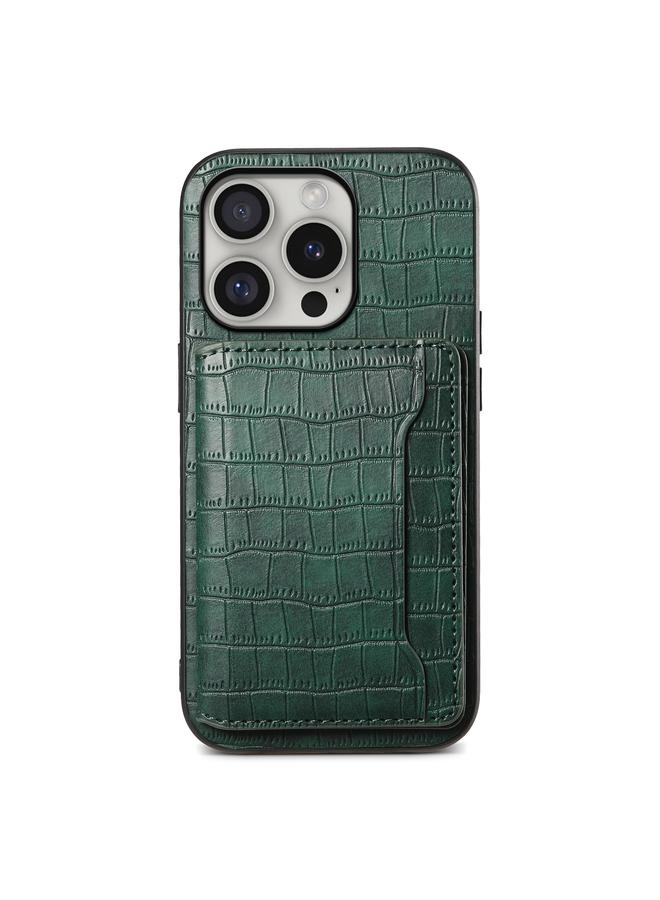 S-TOP Case For iPhone 16 Pro Max Crocodile Texture Card Bag Design Full Coverage Phone Case - Image 1