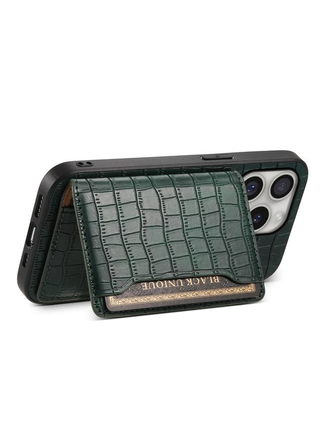 S-TOP Case For iPhone 16 Pro Max Crocodile Texture Card Bag Design Full Coverage Phone Case - Image 4
