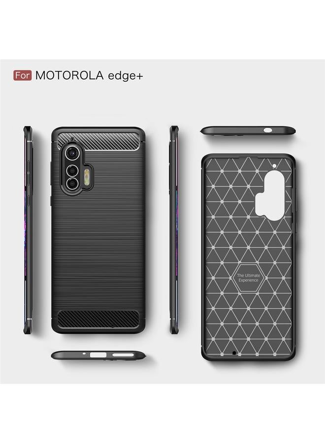 اس-توب جراب لهاتف Motorola Moto Edge Plus 2020 مصنوع من ألياف الكربون المصقولة TPU - Image 3