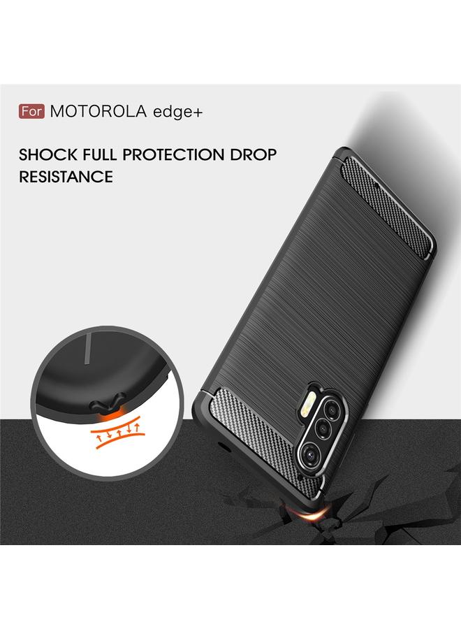 اس-توب جراب لهاتف Motorola Moto Edge Plus 2020 مصنوع من ألياف الكربون المصقولة TPU - Image 5