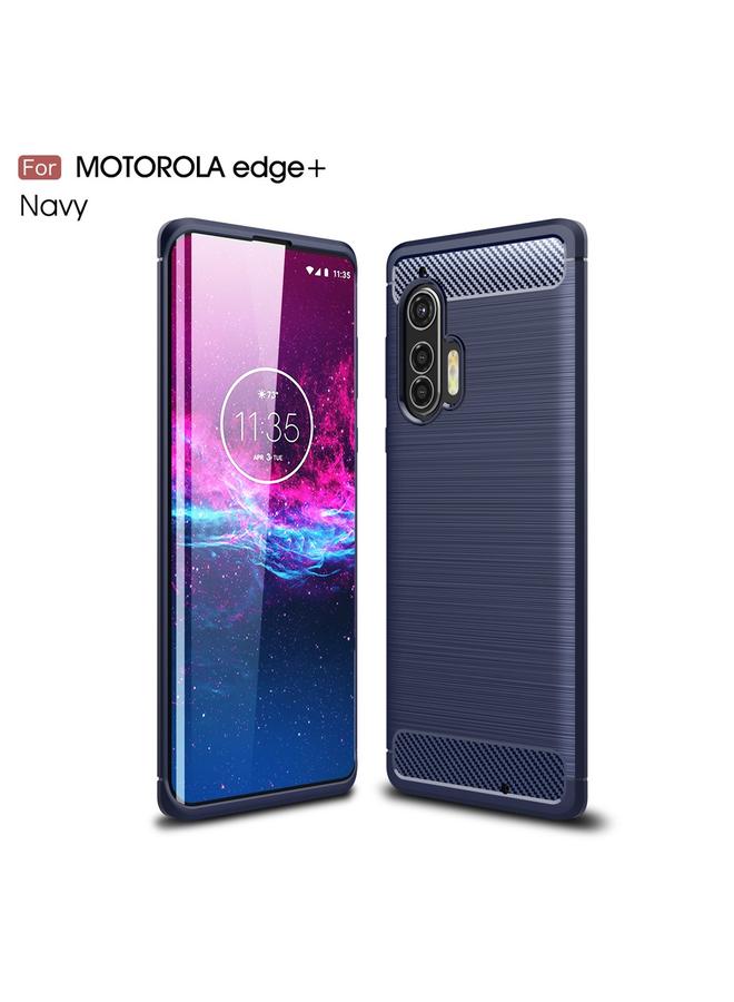 اس-توب جراب لهاتف Motorola Moto Edge Plus 2020 مصنوع من ألياف الكربون المصقولة TPU - Image 1