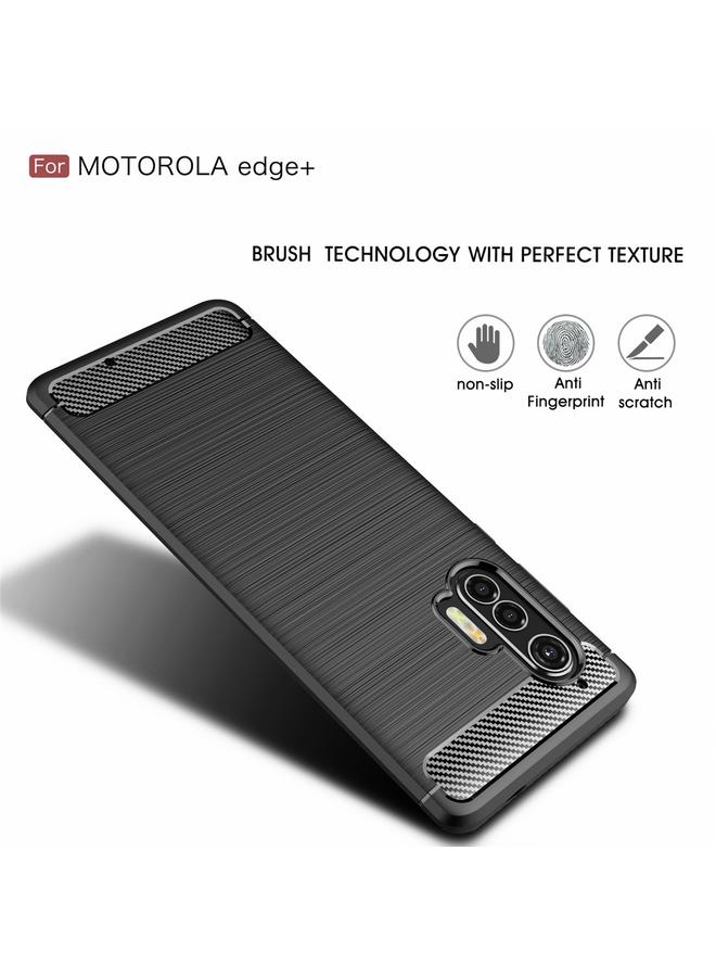 اس-توب جراب لهاتف Motorola Moto Edge Plus 2020 مصنوع من ألياف الكربون المصقولة TPU - Image 2