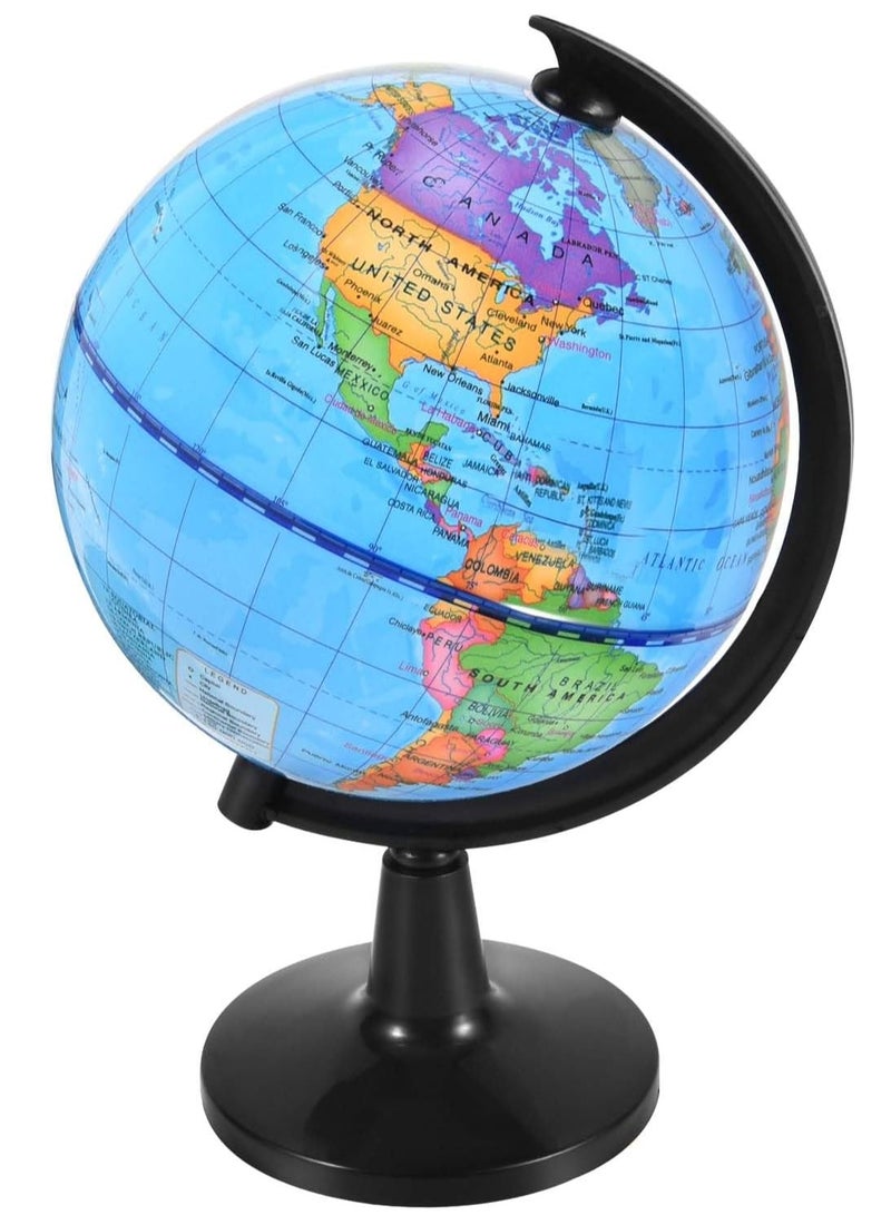 كرافت ماجيك كرة أرضية دوارة مقاس 4 بوصات مع حامل - كرة أرضية دوارة لتعليم الأطفال، وتعليم الجغرافيا، والتدريس في الفصول الدراسية، وتزيين المنزل والمكتب - Image 1