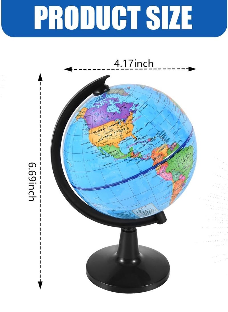 كرافت ماجيك كرة أرضية دوارة مقاس 4 بوصات مع حامل - كرة أرضية دوارة لتعليم الأطفال، وتعليم الجغرافيا، والتدريس في الفصول الدراسية، وتزيين المنزل والمكتب - Image 2