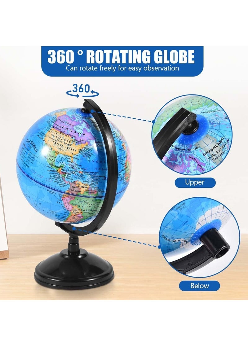 كرافت ماجيك كرة أرضية دوارة مقاس 4 بوصات مع حامل - كرة أرضية دوارة لتعليم الأطفال، وتعليم الجغرافيا، والتدريس في الفصول الدراسية، وتزيين المنزل والمكتب - Image 3