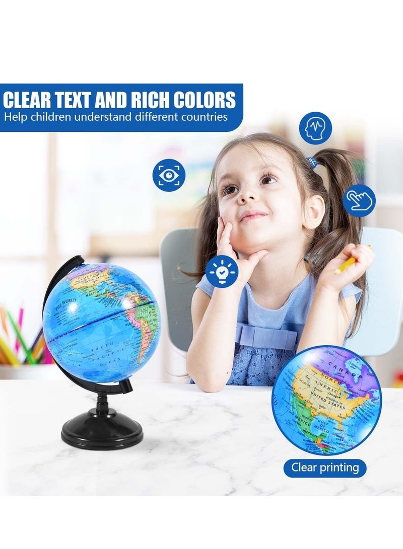كرافت ماجيك كرة أرضية دوارة مقاس 4 بوصات مع حامل - كرة أرضية دوارة لتعليم الأطفال، وتعليم الجغرافيا، والتدريس في الفصول الدراسية، وتزيين المنزل والمكتب - Image 4