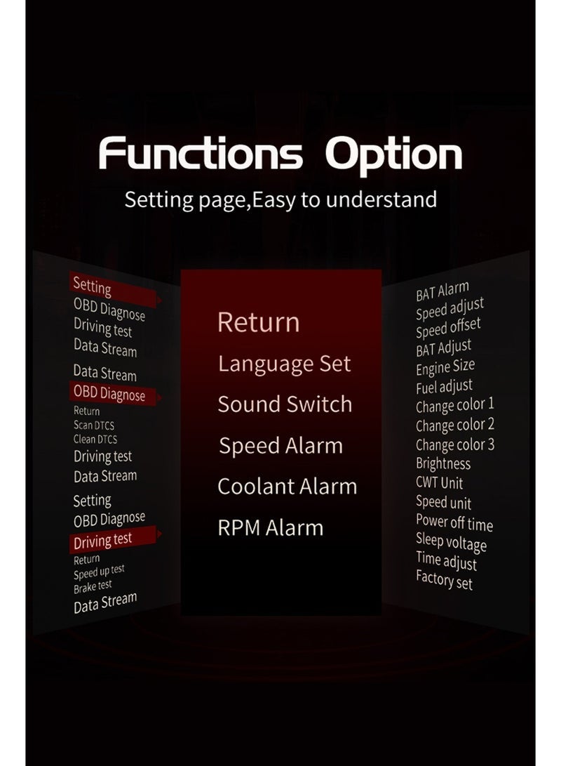 OBD2 Car HUD OBD Head Up Display Auto Smart Car On-board Computer Gauge Digital Speedometer Temperature Engine RPM Alarm - Image 3