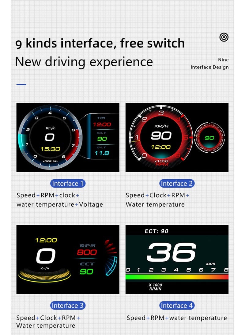 OBD2 Car HUD OBD Head Up Display Auto Smart Car On-board Computer Gauge Digital Speedometer Temperature Engine RPM Alarm - Image 5