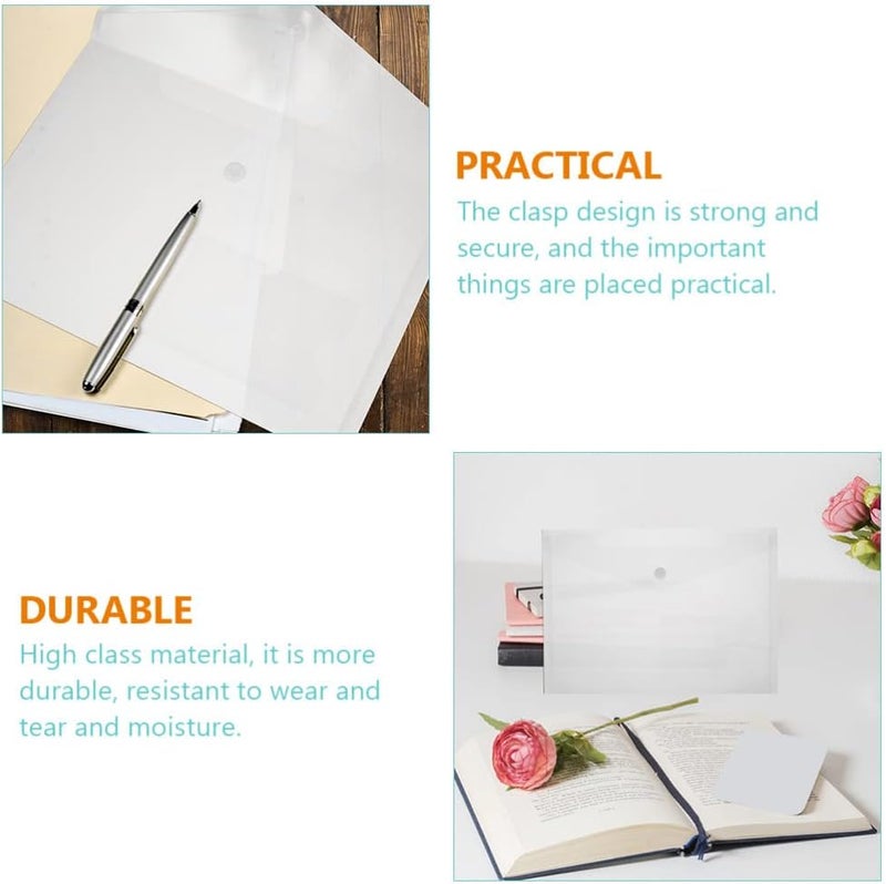 STOBOK Clear Purses Envelope Folder Pocket Folders Clear Document Folders A5 Size File Envelopes Clear Waterproof File Folder with Snap Button, 6pcs Pocket Wallet - Image 4