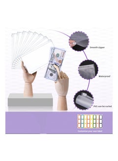 KASTWAVE Budget Binder with Cash Envelopes, A6 Stitching PU Leather Zipper Envelopes and Sheets, 12pcs for Saving Money, Organizer System  - Image 4