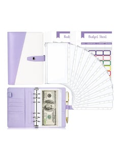 KASTWAVE Budget Binder with Cash Envelopes, A6 Stitching PU Leather Zipper Envelopes and Sheets, 12pcs for Saving Money, Organizer System  - Image 1