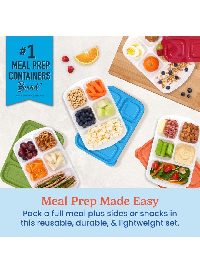 Bentgo Easyboxes - Reusable 5-Compartment Food Containers, Stackable 8-Piece Set, 4 Trays & 4 Lids, BPA-Free Food Storage for Meal Prep, School, & Work; Lunch Boxes with Patented Design (Classic) - Image 2