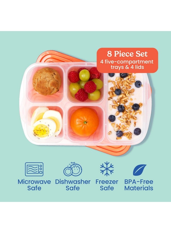 Bentgo Easyboxes - Reusable 5-Compartment Food Containers, Stackable 8-Piece Set, 4 Trays & 4 Lids, BPA-Free Food Storage for Meal Prep, School, & Work; Lunch Boxes with Patented Design (Classic) - Image 3