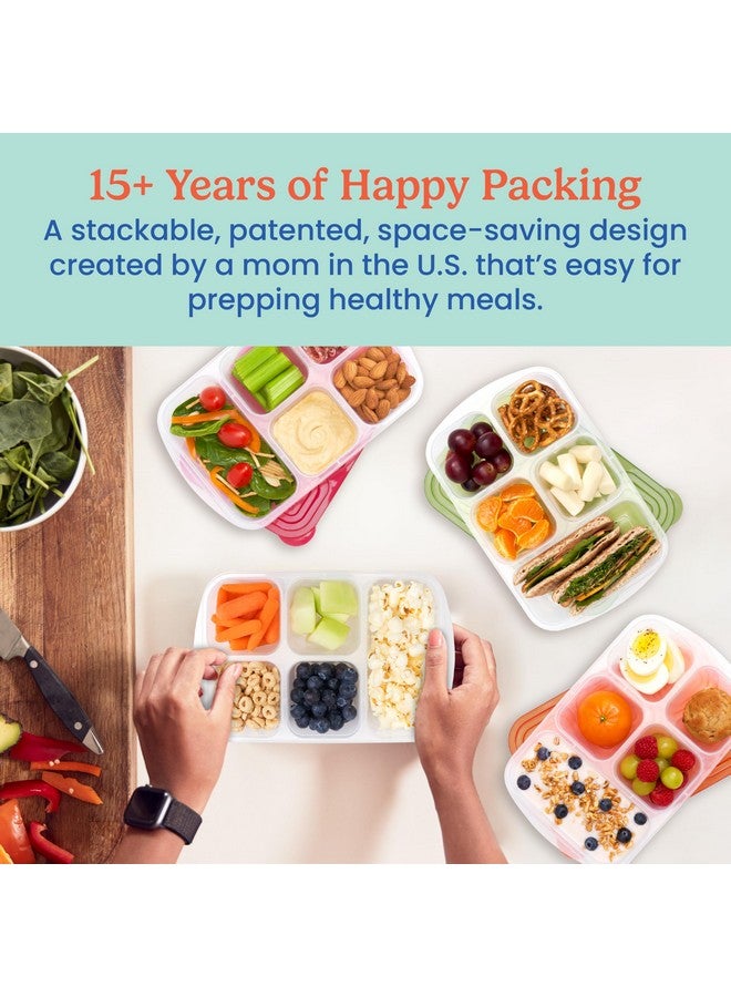 Bentgo Easyboxes - Reusable 5-Compartment Food Containers, Stackable 8-Piece Set, 4 Trays & 4 Lids, BPA-Free Food Storage for Meal Prep, School, & Work; Lunch Boxes with Patented Design (Classic) - Image 4