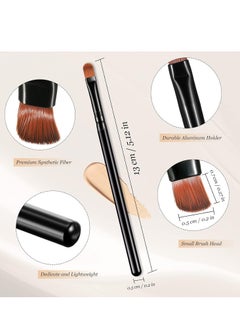 Patelai 12 Pieces Small Concealer Brush Bulk Flat Lip Concealer Brush Under Eye Synthetic Fiber Makeup Eyebrow Foundation Brush for Concealing Blending Setting Buffing Makeup (Black)  - Image 4