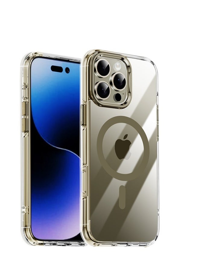 بيوينتي غطاء هاتف محمول آبل 16، غطاء واقٍ مغناطيسي شفاف، معدني مضاد للسقوط، جديد باللون الأخضر الشفاف