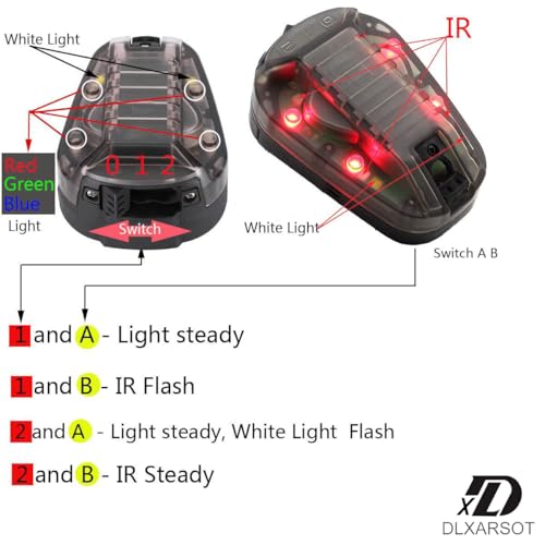 DLXARSOT Tactical Helmet Light Signal Light Military IFF Helmet Light Flashlight Survival Signal Light for Outdoor Sports with LED + IR/Strobe - Image 4