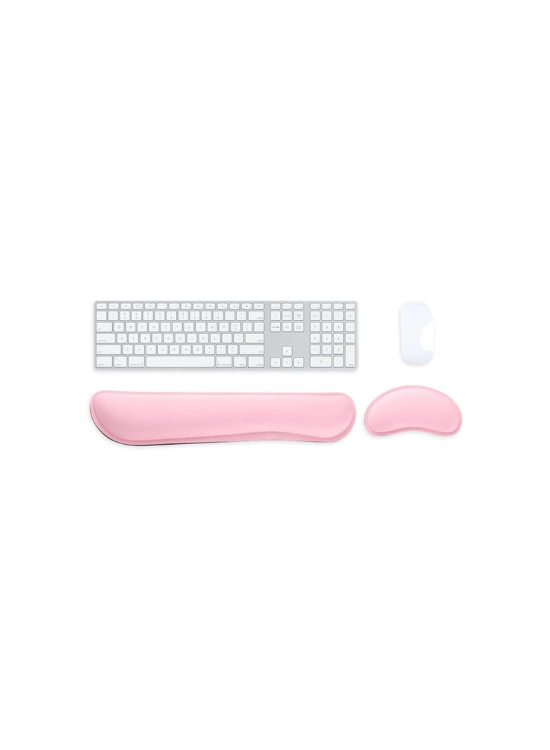GGOOT PU Leather Keyboard Wrist Rest Pad & Mouse Wrist Cushion Support Pad for Gaming Office Home, Computer, Laptop - Pink - Image 1